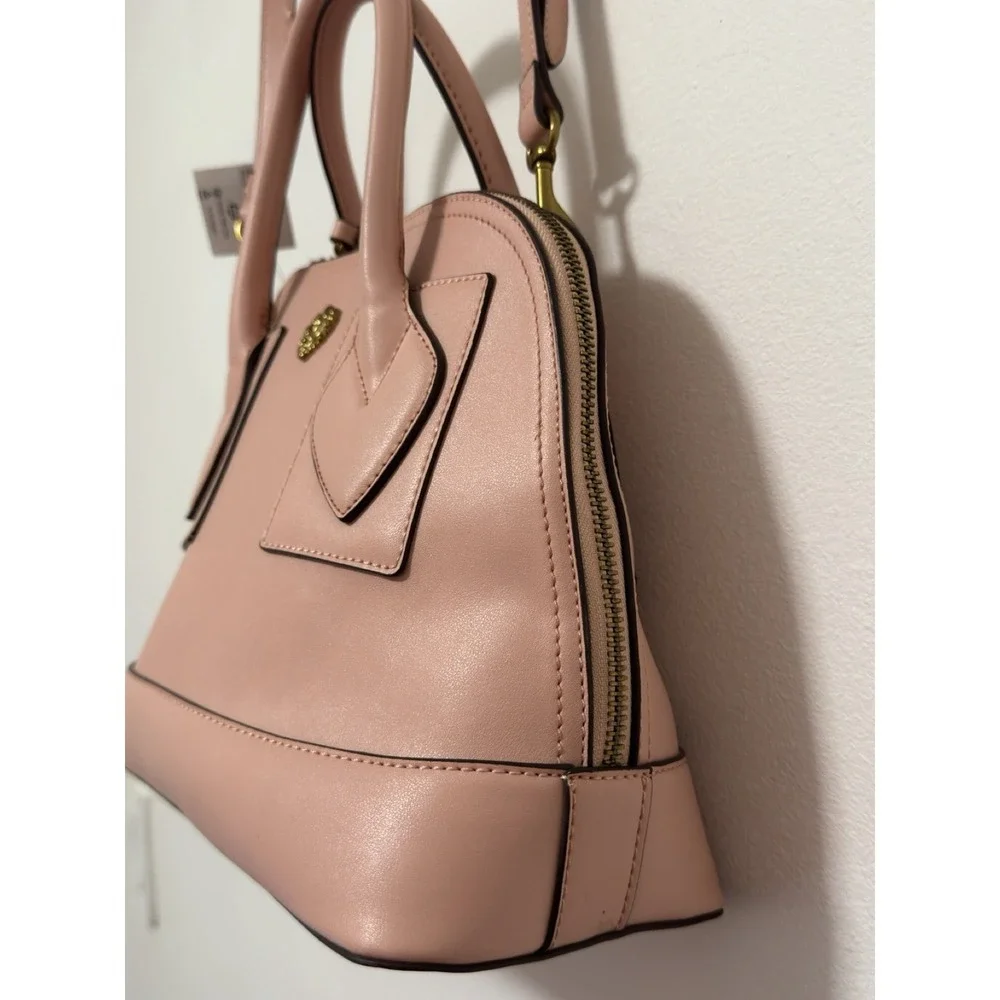anne klein blush pink satchel handbag Gold Hardware Detachable Crossbody Strap